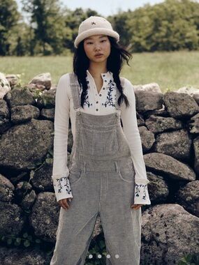 NWT!! We The Free Light Gray/thyme Corduroy Overalls